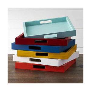 Bandeja de servicio cuadrada colorida de MDF de alta calidad para restaurante Bandeja de servicio de comida de MDF para cocina y mesa Tamaño personalizado - Product Image 1