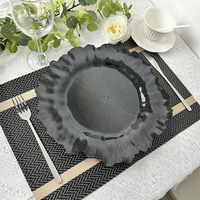 Assiette de Présentation Irrégulière en Plastique Noir pour Mariage, Événement, Fête, Décoration de Table