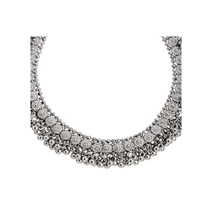 Oxidised Ghungroo <b>Choker</b> Vintage Brass Alloy Snake Chain Classic Religious Christian Party Jewelry with Geometric Diamond Pearl - Product Image 4