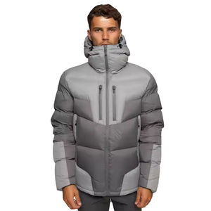 <b>Men's</b> Casual Winter Lightweight Canvas Hood Puffer <b>Jacket</b> Custom Logo Solid Color High Street Woolen Long Sleeves OEM Service - Product Image 1