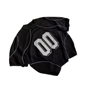 Maillots de football en maille pour hommes, coupe ample, col rond, avec bande réfléchissante, uniforme de football, maillot de football en maille pour hommes - Product Image 1