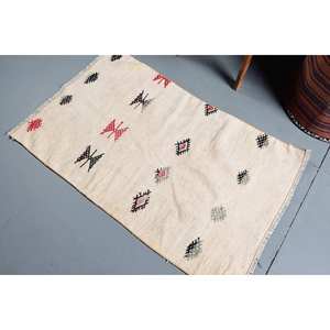 Alfombra turca Beige Bohemia Vintage, 2,5x4 pies, área grande, retales de lana, respaldo de látex, abstracto para pasillo, habitación, cabecera - Product Image 3