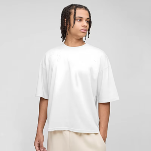 เสื้อยืดผู้ชายไซส์ใหญ่ ผ้าทอ ระบายอากาศดี สวมใส่สบาย แขนสั้น ทรงหลวม ผ้าฝ้าย สตรีทแวร์ เสื้อฤดูร้อน รับผลิตแบบ OEM ODM - Product Image 5