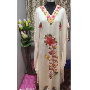 Robe brodée à manches longues pour filles, vêtement de plage, décolleté en V profond, Kaftan, grande taille, nouvelle collection, - Product Image 1