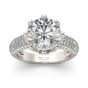 Bague de mode Jeulia en argent sterling avec grand diamant rond - Product Image 1