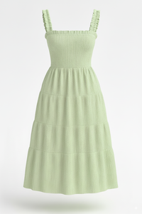 Robe courte d'été pour femmes, taille plus, style vintage, à volants, à fleurs, en tissu doux, anti-froissement, décontractée, à volants, en gros - Product Image 5