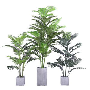 4FT oro artificiale della canna di palma 15 foglie finte Triple piante di palma tropicale in vaso per la casa portico Patio giardino regalo - Product Image 1