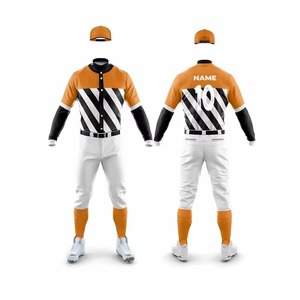 Camiseta de béisbol de calidad personalizada OEM para hombre, camisetas de manga larga con botones, estampado por sublimación, conjunto de uniforme deportivo negro transpirable - Product Image 6