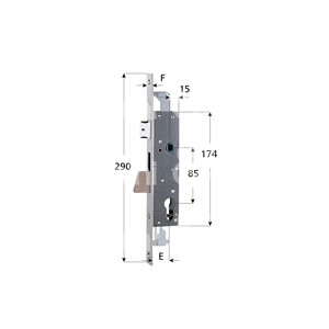 ELECTA LOCK pour montants pêne dormant triple swing loquet réglable et réversible avant en acier inoxydable cylindre 24X290mm - Product Image 1