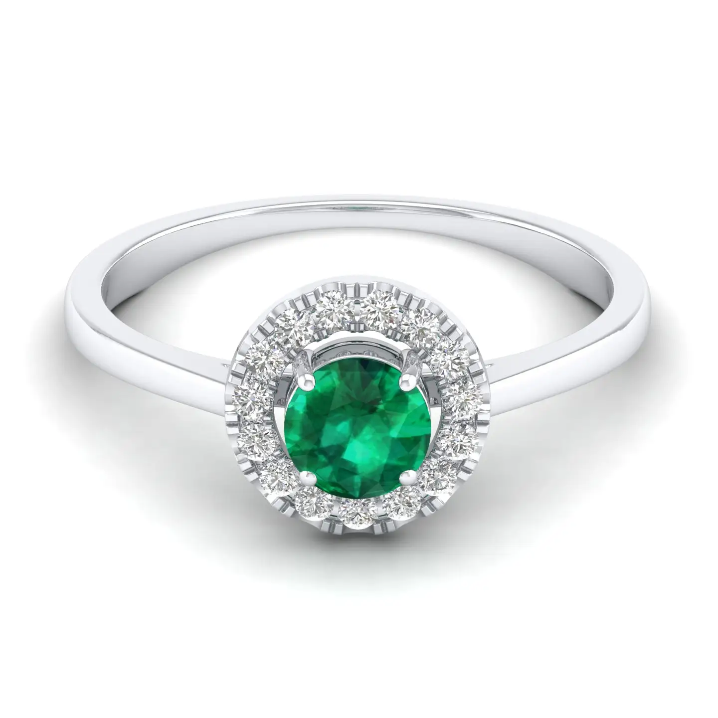 Regal Green Symphony May Birthstone Emerald Solitaire Rings in argento Sterling 925 Adorned con certificato GRA VVS Moissanite OEM