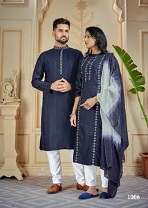 Exklusive traditionelle Designer Paar Kurta Combo von Kurta mit Pyjama & Kurti mit Hose für schöne schöne Paar