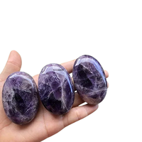 Piedra de Palma de amatista púrpura de la mejor calidad, venta al por mayor, piedra Natural tallada, piedras de Palma de cristal para meditación