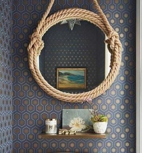 Round Rope <b>Mirror</b> | Home Decor Large Wall <b>Mirror</b> | <b>Hanging</b> Rope <b>Mirror</b> - Product Image 1