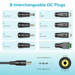 แหล่งจ่ายไฟแบบสวิตชิ่ง AC DC หลายแรงดัน 48W 5V 6V 9V 12V 15V 19V 20V 24V 8 หัวแปลง พร้อม USB C ล็อคกุญแจ ได้รับมาตรฐาน CE FCC RoHS - Product Image 4