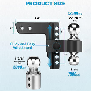 AMBITION Kit <span class=keywords><strong>d</strong></span>'<span class=keywords><strong>attelage</strong></span> de remorque réglable de 6 "pour récepteur de 2" 2.5 "avec 3 billes 1-7/8" 2 "2-5/16" 12500 LBS - Product Image 6
