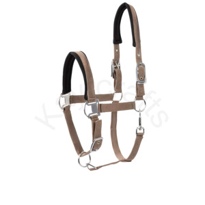 Easy-Fit Nylon Horse Halter with Neoprene Lining Adjustable Head and Nose Straps <b>Chrome</b> Metal Snap <b>Hook</b> - Product Image 2