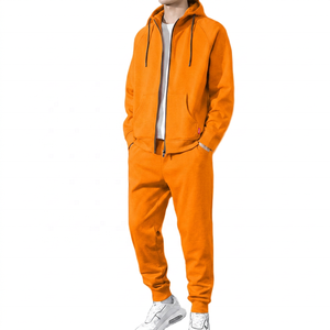 Survêtement gris à capuche respirant imprimé pour homme, ensemble décontracté en coton long avec cordon de serrage et poches latérales, idéal pour l'automne - Product Image 4