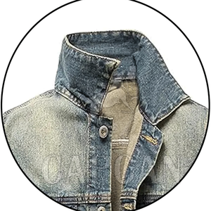 แจ็คเก็ตยีนส์ผ้าฝ้ายทรงสลิมฟิตสุดฮิต สไตล์ไฮสตรีท สำหรับผู้ชาย แบบยืดได้ ตกแต่งด้วยแพทช์สั่งทำพิเศษ บรรจุภัณฑ์แบบชิ้นเดียว - Product Image 2