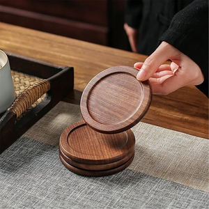 Diseño moderno, producto más nuevo, forma redonda, acabado de madera Natural, mesa para servir, hogar, oficina, posavasos de madera, bebidas, jugos de té - Product Image 2