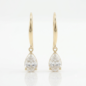 18K Yellow Gold Pear Cut <b>Dangle</b> <b>Earrings</b> Lab Grown Filled <b>Diamond</b> IGI Certified Women's Classic Style Everyday Wear Jewelry - Product Image 1