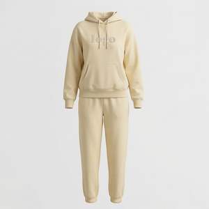 Conjuntos de Invierno de Alta Calidad para Mujer, Dos Piezas, Sudadera con Capucha y Pantalones, Impresión de Logotipo Personalizado, 100% Algodón, Felpa, Sudadera con Capucha y Pantalones Deportivos para Mujer - Product Image 1