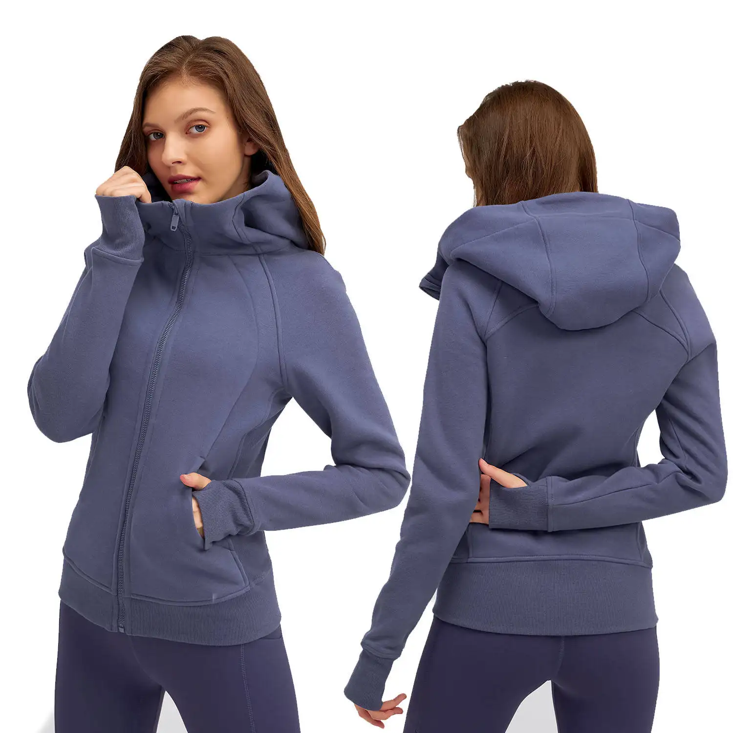 Lulu Lemon-Sudadera con capucha para mujer, de lana, deportiva, para correr, para invierno, 2022