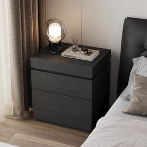 Modern Brown Wood Nightstand Flip Top Vanity Mirror Four Drawers Offering Compact <strong>Bedside</strong> Makeup Bedroom Storage Organizer - Product Image 3