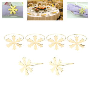 Décoration de table de mariage porte-serviettes flocon de neige ronds de serviette en métal et or de qualité exclusive par les fournisseurs de Royal Home Collection - Product Image 4