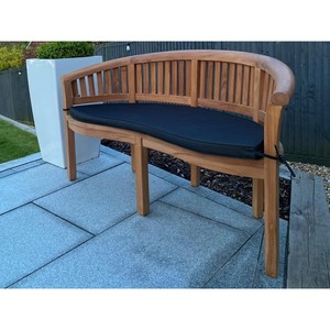 Banc de patio en bois classique avec coussin gratuit, design traditionnel - Product Image 2