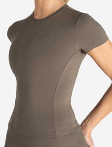 T-shirt d'hiver pour femmes Impression de logo personnalisé 100% coton Tissu extensible Manches courtes Col rond Décontracté Entraînement - Product Image 5