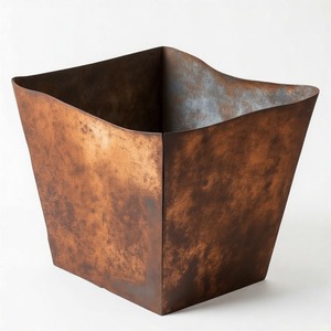 Timeless Heritage Craft Planter with Vintage Leaf Motifs and Hand-Etched <b>Borders</b> for Premium Garden or Indoor Decor Aged Metal - Product Image 6