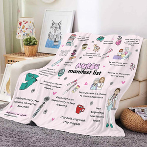 Manta de franela barata con estampado personalizado, Lista de Manifestaciones de Enfermeras, vida diaria de enfermería inspiradora, manta extra gruesa de lana coral. - Product Image 1