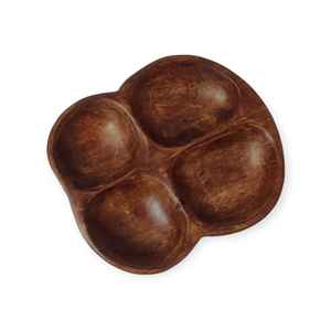 Bols/plateaux à collation en bois de manguier de forme carrée brun naturel foncé - Product Image 1