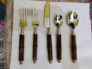 Juego de Cubiertos de Lujo, Juego de Cubiertos Parcialmente Chapados en Oro, Juego de Cubiertos de Acero Inoxidable OEM para Uso Doméstico, Cubiertos para Bodas - Product Image 2