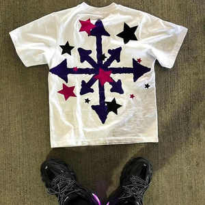 T-shirt unisexe de haute qualité en coton pré-rétréci 250GSM 300GSM 100% coton sérigraphie surdimensionnée avec logo personnalisé pour hommes - Product Image 2