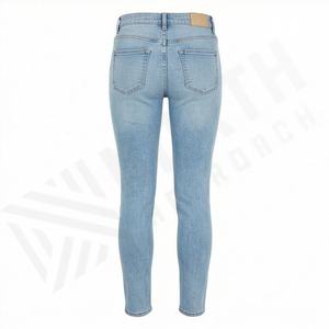 Jeans évasés à taille haute pour femmes, design perforé délavé, mode polyvalente de rue, pantalon en denim à jambe large et mince, plat - Product Image 2