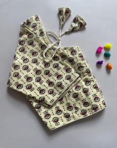 Chemisier moderne à col en V 100% PUR COTON IMPRIMÉ AJRAK Chemisier motif crochet froent SANS REMBOURRAGE - Product Image 1