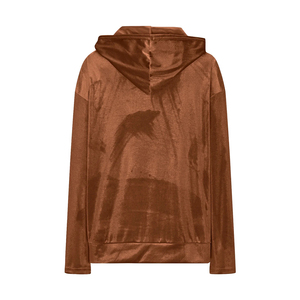 Service OEM Sweats à capuche en velours pour femmes avec poche Couleur marron Pull ajusté Grande taille Street Wear Sweats à capuche pour femmes - Product Image 2