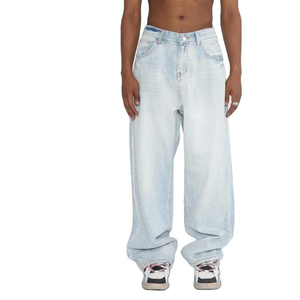 Excelente diseño de color liso Jeans Sky Blue Jeans Fabricante Recto Diseño personalizado Jeans azul claro para mujeres - Product Image 6