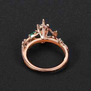 Vintage Moss Agate Kite Shape & <b>Emerald</b> Marquise Women <b>Ring</b> 925 Silver Gemstone Bypass Leaf <b>Band</b> For Women - Product Image 4