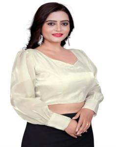 Blusa moderna de verano de Zimi Chu Slub Strach Fabric con hermoso nudo frontal patrón abierto estilo formal listo para usar - Product Image 1