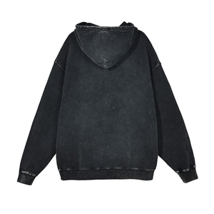 Sudaderas con capucha para hombre de alta calidad personalizadas con logotipo bordado Premium 100% tela mezclada de algodón lavado ácido ropa de calle para invierno - Product Image 2