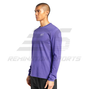 เสื้อยืดแฟชั่นแขนยาวคอกลมเข้ารูปสำหรับผู้ชายเสื้อยืดคอกลมแขนยาวสีพื้น - Product Image 5