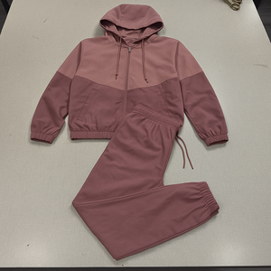 Conjunto de dos piezas de chándal cortavientos de hombre con chaqueta y pantalón cortavientos de nailon en blanco tejido con logotipo personalizado OEM - Product Image 2