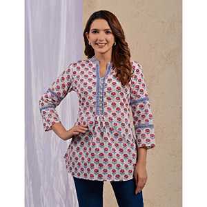 Blusa Elegante Blanca de Algodón Butti para Mujer con Estampado Floral, Logotipo Bordado, Botones Frontales y Decoración de Encaje - Disponible en Talla XL - Product Image 6