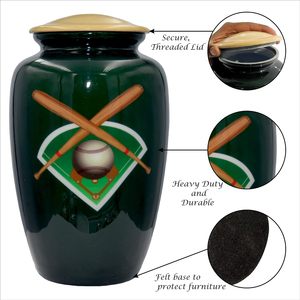 Urna de cremación para amantes del béisbol, urna funeraria de béisbol de tamaño adulto con bolsa de terciopelo - Product Image 4