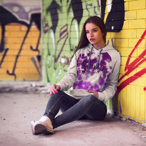 Sweat à capuche tie-dye de haute qualité pour femmes Sweat-shirt de fitness peint à la main Haut en polyester/coton avec motif imprimé teint uni - Product Image 2