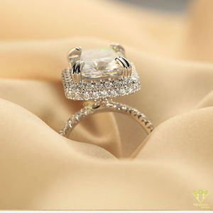 ชุดแหวนเจ้าสาวสีมรกตสุดหรูแหวนหมั้นแบบฮาโลพร้อมสายคาดแต่งงาน - Product Image 6