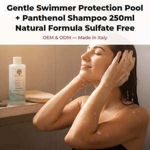 Gentle Swimmer Protection Pool <b>Shampoo</b> 500ml Volume Panthenol + RedMoringa Natural Formula Sulfate Free OEM Private Label Italy - Product Image 2