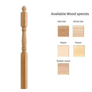 Élégant traditionnel intérieur et extérieur 4245 Newel Posts en bois d'érable massif avec espace Top élégant pour les escaliers - Product Image 3